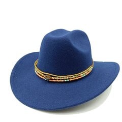 Kovboju cepure Rudens ziema 2023 Vītolu nagu josta Unisex Solid Jazz Hat Knight Western Cowboy cepure chapeu cowboy sombreros de hombr цена и информация | Мужские шарфы, шапки, перчатки | 220.lv