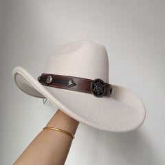 Cowhead Cowboy cepure vīriešu džentlmeņu sieviešu džeza kovboju cepure ar ādas platām malām Cloche Church Sombrero Hombre cepure cena un informācija | Vīriešu cepures, šalles, cimdi | 220.lv