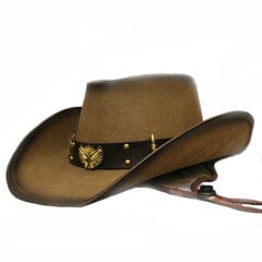 Dizaineru zīmola vīriešu un sieviešu kvalitatīva āda Rietumu brīvdabas izjādes pludmales cepure Cowboy Cap Shade Warm Gorras Para Hombres цена и информация | Мужские шарфы, шапки, перчатки | 220.lv