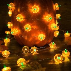 Pumpkin Lights, darbināms ar baterijām, 16,4 pēdas 50 LED kritiena gaismas āra ūdensnecaurlaidīgas, oranžas Helovīna gaismas virtenes ražas Pateicības dienai, iekštelpu dekors цена и информация | Праздничные декорации | 220.lv