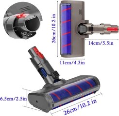 Mīksta rullīšu suka priekš Dyson V7 V8 V10 V11 bezvadu putekļsūcēja, elektriskā grīdas uzgalis mīkstās tīrīšanas birstes grīdas rīks priekš Dyson V7 V8 V10 V11 cena un informācija | Putekļu sūcēju piederumi | 220.lv