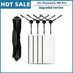 Proscenic M8 Pro robotu putekļu sūcējam rezerves daļu rezerves daļu aksesuāri Galvenās sukas sānu birste Hepa filtrs Mop lupatu putekļu maiss Paklāju tīrītāji цена и информация | Пылесосы для сбора листьев, измельчители веток, очистители тротуарной плитки | 220.lv