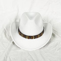 Luksusa metāla josta Rietumu kovboju cepure Vīriešu kungi sievietēm Džeza kovboju cepure ar ādas platām malām Cloche baznīca Sombrero Cowgirl цена и информация | Мужские шарфы, шапки, перчатки | 220.lv