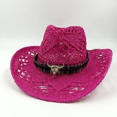 Jaunākā Cowboy cepure roze sarkana retro salmu cepure 2023 vīriešu un sieviešu džezs Cowboy cepure salmu cepure saules cepure vasaras cepure sombrero цена и информация | Мужские шарфы, шапки, перчатки | 220.lv