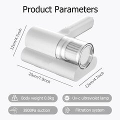 Gultas putekļu sūcējs, 12kPa pārnēsājams UV dziļo matraču putekļu sūcējs cena un informācija | Putekļu sūcēji - roboti | 220.lv