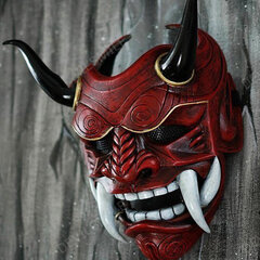 Hannya Demon Mask Japāņu Oni ​​Samurai Noh Kabuki Red Prajna Lateksa maskas Pieaugušajiem Unisex Helovīna Cosplay Rekvizīti цена и информация | Праздничные декорации | 220.lv