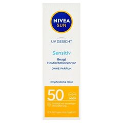 Nivea Sun, Sejas krēms, nomierina kairinājumu, SPF 50+, 50 ml (VĀCIJAS PRODUKTS) cena un informācija | Sejas ādas kopšana | 220.lv