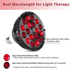 Sarkanās gaismas terapijas lampa, Wolezek 36w 18 LED infrasarkanās gaismas terapijas ierīce, 660nm sarkana un 850nm tuvās infrasarkanās kombinētās sarkanās gaismas spuldze-hy cena un informācija | LED lentes | 220.lv