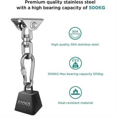 4 paka griestu āķi, 360° grozāmi pakaramie āķi 304 nerūsējošais tērauds, 500kg kravnesība, karabīnes sienas enkura komplekts šūpolēm, šūpuļtīklam, jogai, punča maisam cena un informācija | Piederumi korpusiem | 220.lv