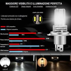 H4 LED spuldze 6500K automašīnu priekšējiem lukturiem tālās tuvās gaismas, rezerves halogēna lampa un ksenona priekšējie lukturi (2 gab.) cena un informācija | Auto piederumi | 220.lv