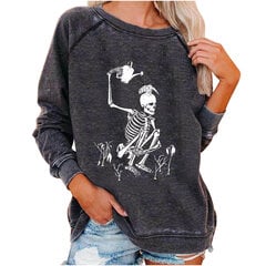 Sieviešu Halloween sweatshirt ar galvaskrekliem T-krekliem, garu galvaskrekli, Gotiskais stils, 2024. gada rudenī apģērba цена и информация | Карнавальные костюмы | 220.lv