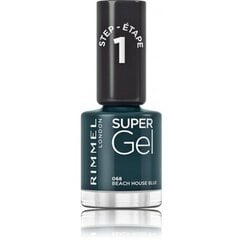 Gēla nagu laka Rimmel Super Gel Nail Polish, 068 Beach House Blue, 12 ml cena un informācija | Nagu lakas, stiprinātāji | 220.lv