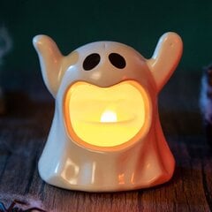 Helovīna dekors, bezliesmas Helovīna svece, ar siltu gaismu, Halloween Ghost LED bezliesmojoša mirgojoša svece, Helovīna dekorēšanai un mājas dekorēšanai, balta, cena un informācija | Svētku dekorācijas | 220.lv