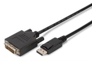 ASSMANN Displayport 1.1a Adapter Cable DP M(plug)/DVI-D (24+1) M(plug) 3m black cena un informācija | Kabeļi un vadi | 220.lv