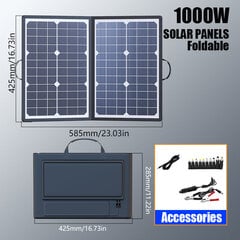 Saules paneļa komplekts pilns kempings 1000W salokāms saules spēkstacijas pārnēsājams ģeneratora lādētājs 18V auto laivu karavānu nometnei цена и информация | Зарядные устройства для элементов питания | 220.lv