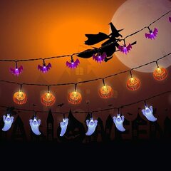 3 Pack Halloween Fairy Lamp Battery, 3M 20 LED Orange Pumpkin| violetie sikspārņi| Balta gaismas virtene ārpus Helovīna dekorācijām cena un informācija | Svētku dekorācijas | 220.lv