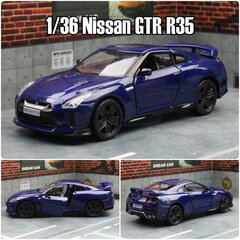 1/36 Skyline GTR R34 Rotaļlietu automašīna, kas izgatavota no metāla, miniatūra modeļa, atvelkamās durvis, atveramas kolekcijas dāvana zēnam, bērnam цена и информация | Коллекционные модели автомобилей | 220.lv