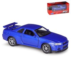 1/36 Skyline GTR R34 Rotaļlietu automašīna, kas izgatavota no metāla, miniatūra modeļa, atvelkamās durvis, atveramas kolekcijas dāvana zēnam, bērnam цена и информация | Коллекционные модели автомобилей | 220.lv