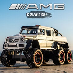 Mercedes AMG G63 6x6 1:24 sakausējuma modelis, automašīnas simulācijas skaņas un viegls transportlīdzekļa modelis bērniem, kas izgatavoti no spiedieniem, rotaļlietas dzimšanas dienā цена и информация | Коллекционные модели автомобилей | 220.lv