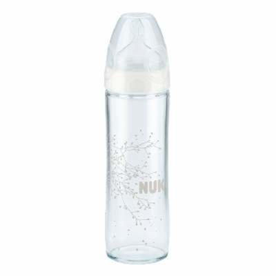 Stikla pudele ar silikona knupīti NUK First Choice + NEW CLASSIC, 240 ml, 0-6 mēn. cena un informācija | Bērnu pudelītes un to aksesuāri | 220.lv