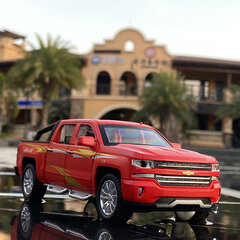 1:32 Chevrolet Silverado pikaps sakausējuma automobiļu modelis, kas ir metāla rotaļlietu transportlīdzekļi, automašīnu modelis, simulācijas skaņas gaismas kolekcija, dāvana bērniem цена и информация | Коллекционные модели автомобилей | 220.lv