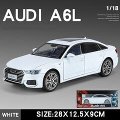 1/18 A6L Rotaļlieta Automašīnas Modelis Leoy Diecast 6 Durvis, kas atvērtas ar Skaņas Gaismas Pavilkšanas Atpakaļ Mēroga modeļa Automašīnas Rotaļlieta Kolekcionējama Dāvana цена и информация | Коллекционные модели автомобилей | 220.lv