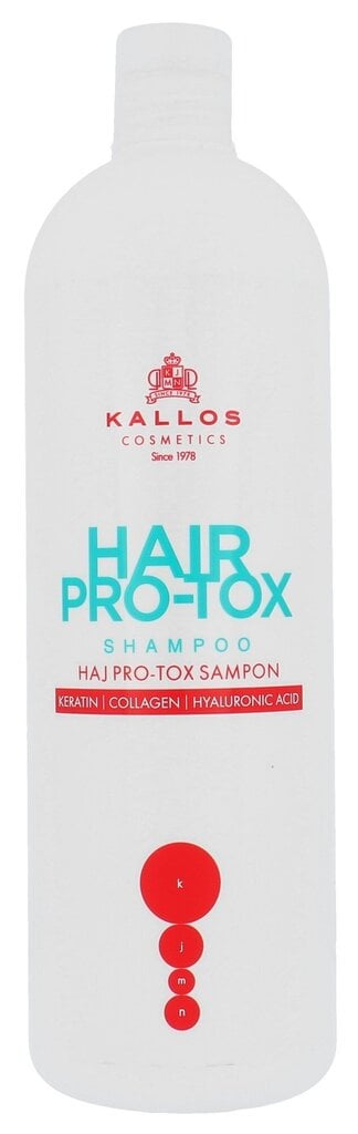 Atjaunojošs šampūns sausiem matiem ar keratīnu, kolagēnu un hialuronu Kallos Hair Pro-Tox, 1000 ml цена и информация | Šampūni | 220.lv