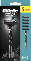 Skuvekļu galviņas Gillette Mach3 Charcoal 5 gab. + kātiņš цена и информация | Косметика и средства для бритья | 220.lv