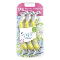 Бритвы Simply Venus 3 Yelow, 6 шт цена и информация | Косметика и средства для бритья | 220.lv