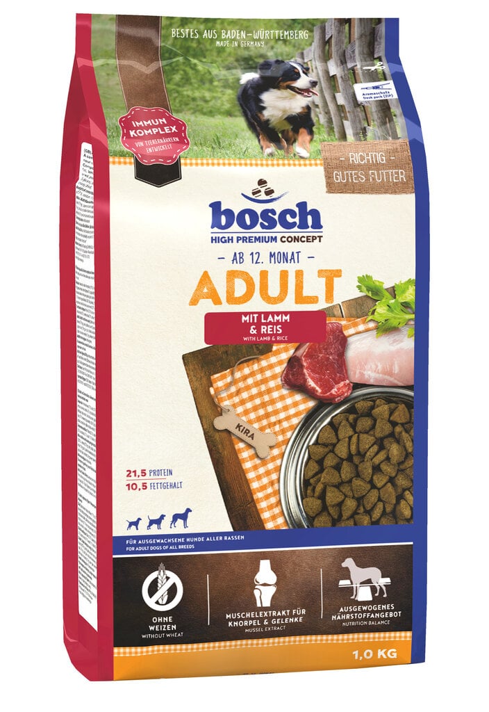 Bosch Petfood Adult Lamb & Rice (High Premium) 1kg цена и информация | Sausā barība suņiem | 220.lv