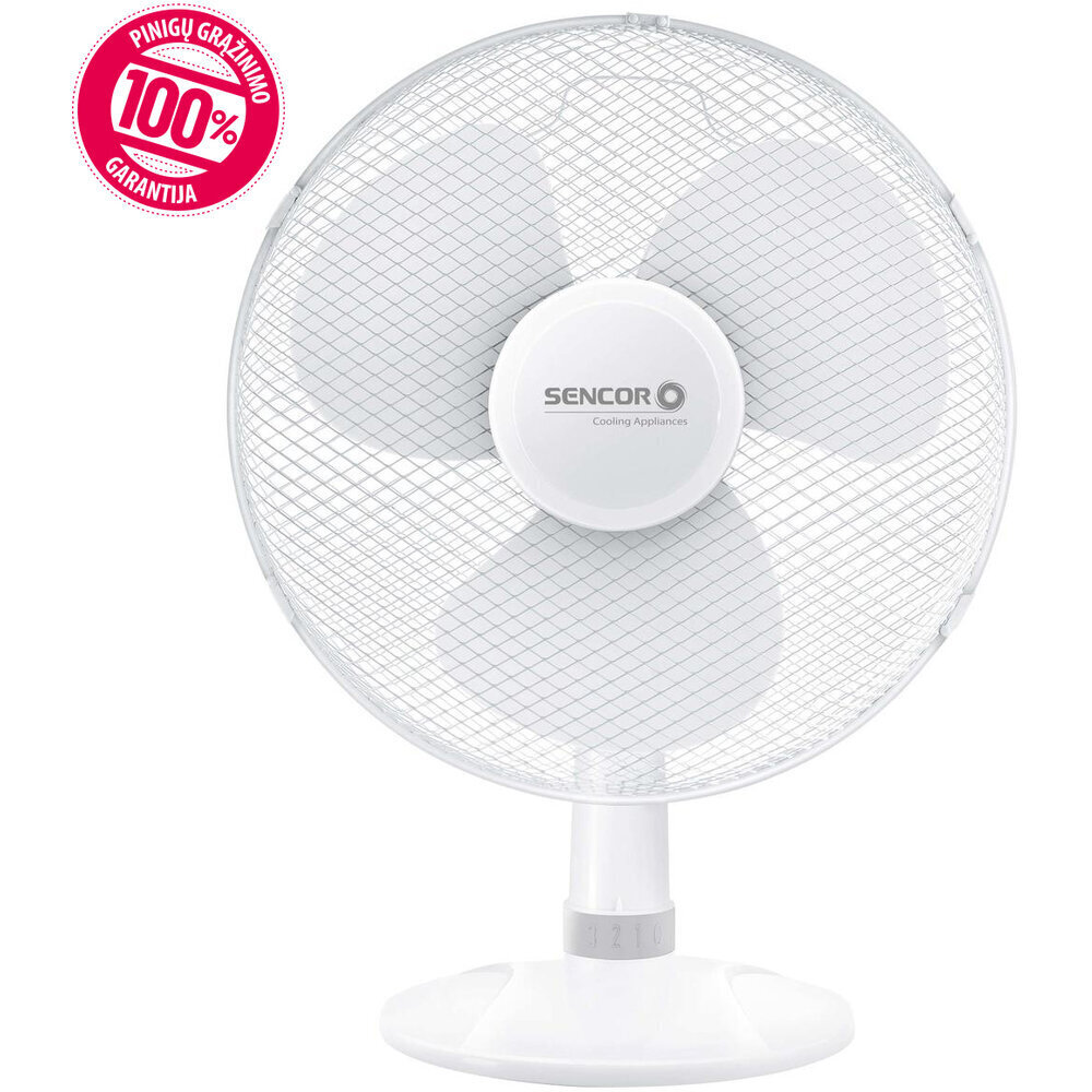 Sencor SFE4037WH galda ventilators, 40 cm, balts cena un informācija | Ventilatori | 220.lv