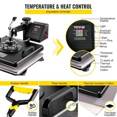 5 in 1 Siltuma prese Vevor, 1000W, 232 °C cena un informācija | Rokas instrumenti | 220.lv