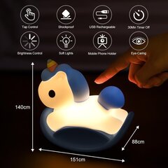 Silikona naktslampiņa bērniem, 7 krāsu Chick LED naktslampiņa, USB uzlāde un 3 pakāpju laika noteikšanas funkcija Kawaii Night Light Baby ar skārienslēdzi un tālvadības pulti silikona nakts gaisma цена и информация | Детские светильники | 220.lv