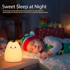 Cat Night Light Kaķu lampa, 7 krāsas maināma bērnu nakts gaisma ar jaucējkrāna vadību, ar baterijām darbināma Squishy mīksta dzīvnieku nakts gaisma Dāvanas sievietēm, zīdaiņiem, zēniem, mazuļiem цена и информация | Детские светильники | 220.lv