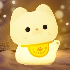 Jauka kaķu naktslampiņa bērniem, silikona Kitty Animal LED skārienekrāna lampa ar regulējamu taimeri, USB uzlādējams mazuļa guļamistabas dekors pie gultas, dāvanas kaķu mīļotajām meitenēm цена и информация | Детские светильники | 220.lv