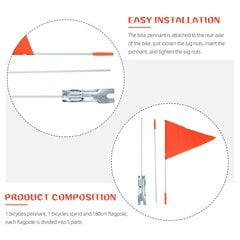 Складаны трымальнік для сцяга для прычэпа. Веласіпедны сцяг. Мацаванне сцяга бяспекі. Мацаванне сцяга. Кранштэйн. цена и информация | Авто принадлежности | 220.lv
