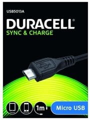 Duracell Universāls Mirco USB Datu & Uzlādes Kabelis 1m Melns цена и информация | Кабели для телефонов | 220.lv