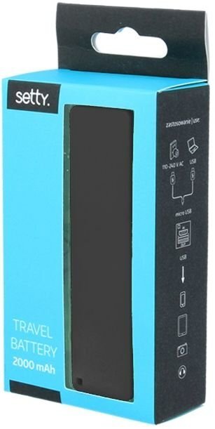 Setty Mini Cube Power Bank 2000mAh Universāla Ārējas uzlādes batereja 5V 1A + Micro USB Kabelis + Rokas siksniņa Melns цена и информация | Lādētāji-akumulatori (Power bank) | 220.lv