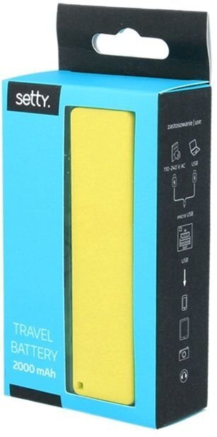 Setty Mini Cube Power Bank 2000mAh Universāla Ārējas uzlādes batereja 5V 1A + Micro USB Kabelis + Rokas siksniņa Dzeltens цена и информация | Lādētāji-akumulatori (Power bank) | 220.lv