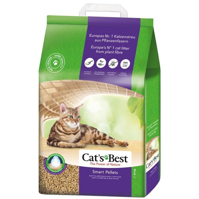 Cat's Best bouncy dabīgie granulētie kaķu pakaiši Smart Pellets, 10 kg cena un informācija | Kaķu smiltis, pakaiši | 220.lv