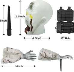 Brīvdabas Helovīna dekorācijas, reālistiskas zombiju rokas un sejas galvaskausi ar mietiem, lieliski piemēroti dārzam, spoku mājai, kapsētai, Helovīna ballīšu dekorācijām cena un informācija | Svētku dekorācijas | 220.lv