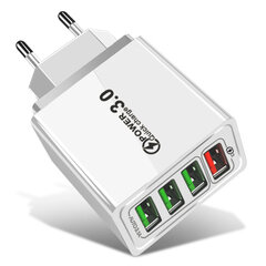 QC3.0 ātra uzlāde 4USB vairāku pieslēgvietu ceļojumu lādētājs Īpaši ātra uzlāde, darbojas visiem viedtālruņiem cena un informācija | Akumulatori, lādētāji un piederumi | 220.lv