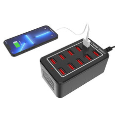 10USB lādētājs 50W atbalsta 5V1A2.4A strāvas izvadi, viedo IC identifikācijas mobilā tālruņa vairāku portu lādētāju cena un informācija | Akumulatori, lādētāji un piederumi | 220.lv