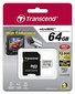 Transcend 64GB microSDXC + SD adapteris cena un informācija | Atmiņas kartes fotokamerām | 220.lv