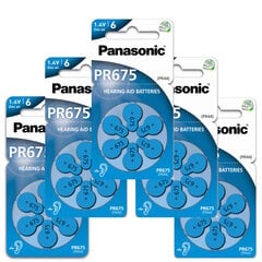 Panasonic 675 (PR44) dzirdes aparātu baterijas 5x6gab., 30gab. cena un informācija | Baterijas | 220.lv