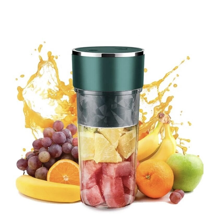 Pārnēsājams USB uzlādējams blenderis Juicer 350ml, zaļš цена и информация | Smūtiju blenderi | 220.lv