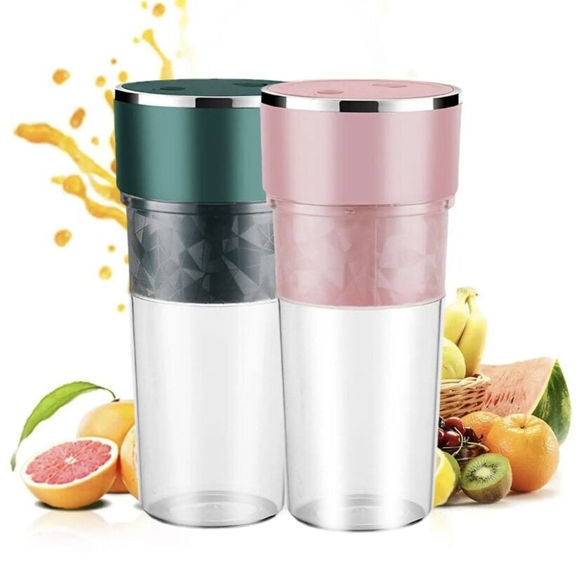 Pārnēsājams USB uzlādējams blenderis Juicer 350ml, zaļš цена и информация | Smūtiju blenderi | 220.lv