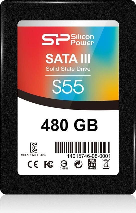 Silicon Power SLIM S55 480GB SATA3 (SP480GBSS3S55S25) cena un informācija | Iekšējie cietie diski (HDD, SSD, Hybrid) | 220.lv