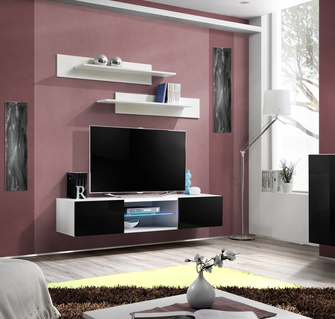TV galdiņš Fly 33, balts/melns cena un informācija | TV galdiņi | 220.lv
