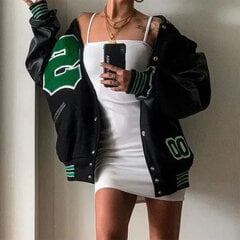 (xL-mētelis)Juciy Apple Varsity jaka Bomber Woman Vibe jaka American Pilot Ādas šūšana beisbola jaka Sieviešu ziemas mēteļi Met cena un informācija | Sieviešu mēteļi | 220.lv